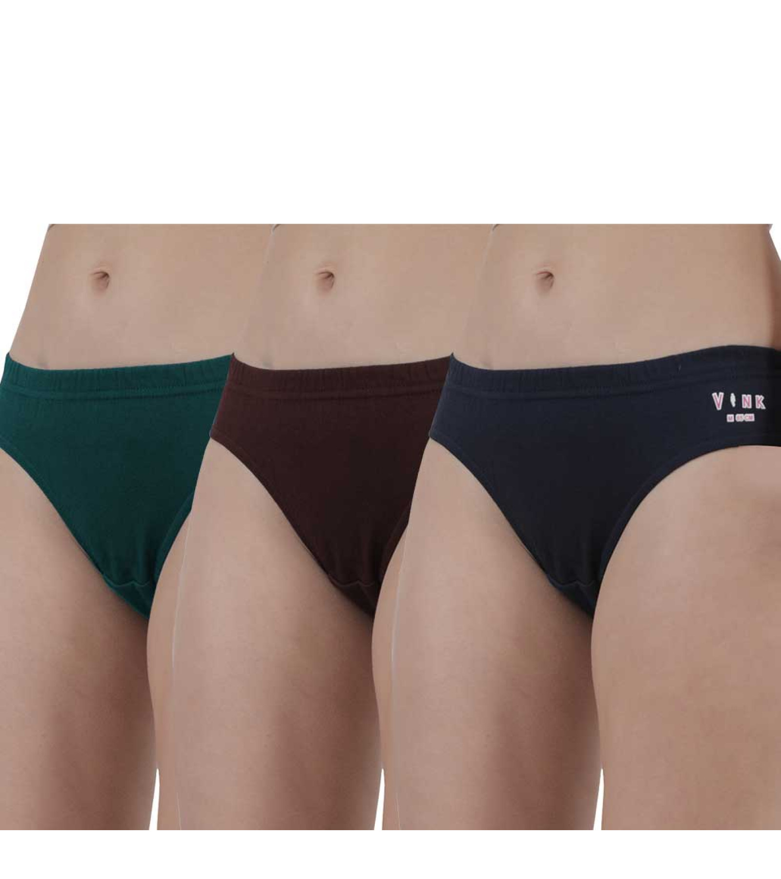 Vink Multicolor Women's Plain Panty Combo Pack of 3 | Inner Elastic